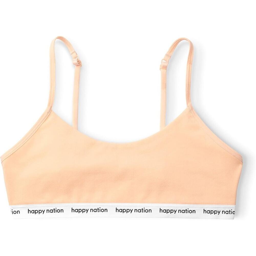 NEW Happy Nation Sports Bra Scoop Neck Logo (Youth Girls Large/ 12) Athleisure
